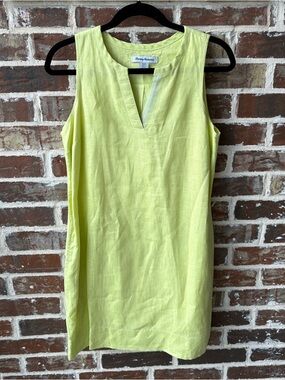 Tommy Bahama Linen Pale Lime Sleeveless Shift Dress Size Small